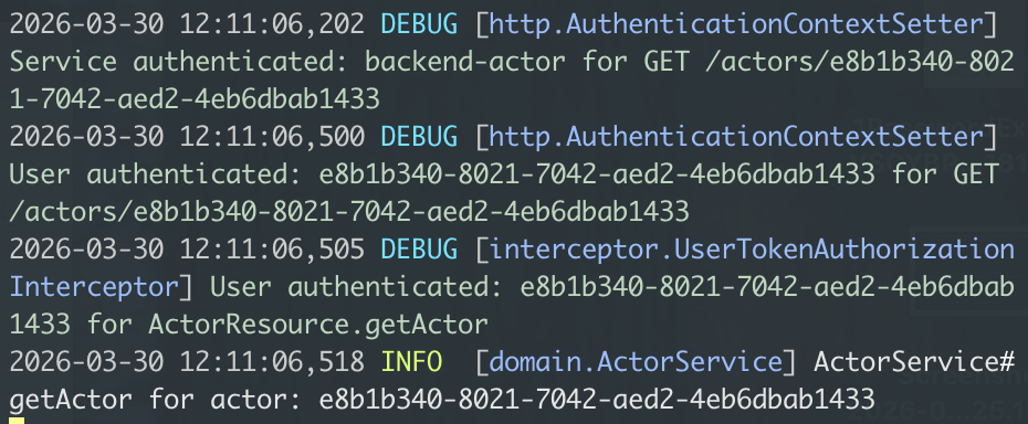 Backbone zero-trust authentication boundary logging context